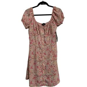 Trixxi NWT Floral Mini Dress Size Large L Cottagecore Romantic Milkmaid Picnic